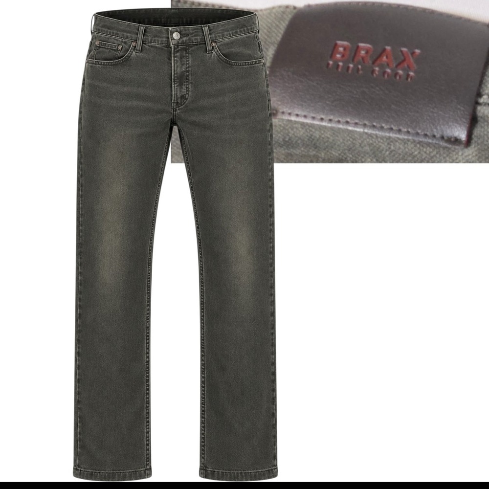 Brax Hi-Flex CHUCK Pants Men 34x28 Grey Straight Leg Stretch Casual Jeans